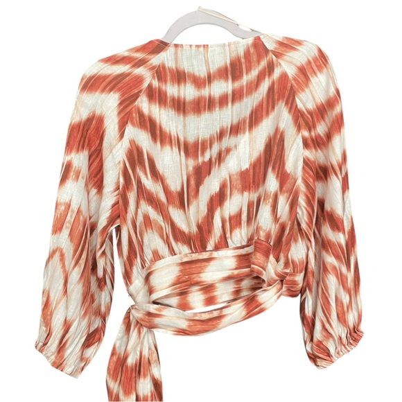 banana republic women Medium 100% Linen cropped‎ Cardigan Tie front Coastal Boho - Picture 3 of 13